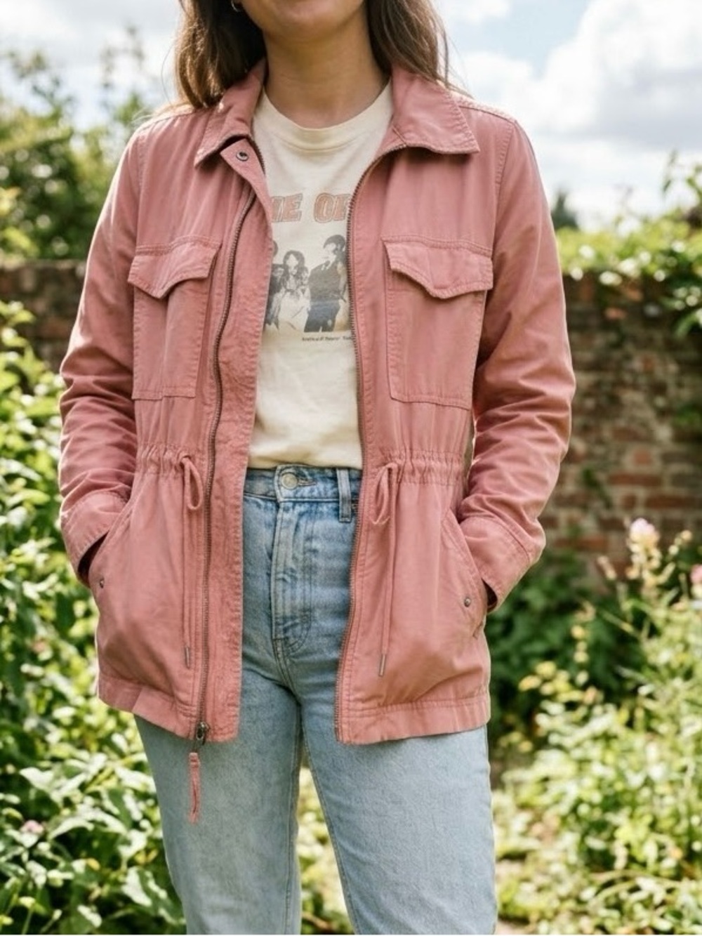 GAP Dusty Rose Utility Jacket with iDrawstring Waist